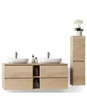 4-elementowy komplet mebli łazienkowych jasny dąb - Bruno 17X w sklepie Edinos.pl