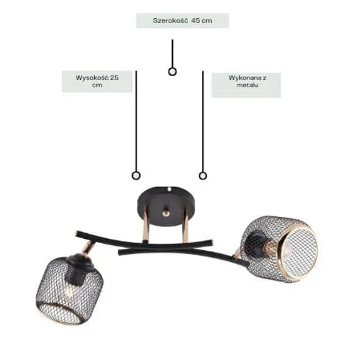 wymiary lampy do pokoju z dwoma kloszami Hartena M025