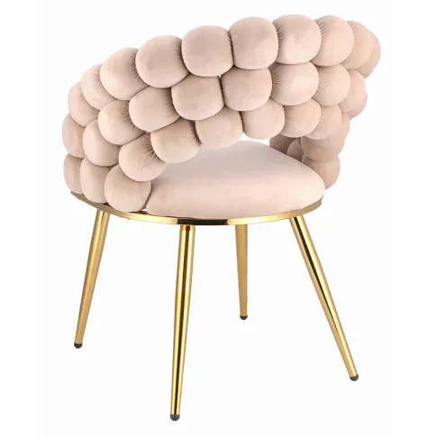Tapicerowane beżowe krzesło na złotym stelażu Brevios