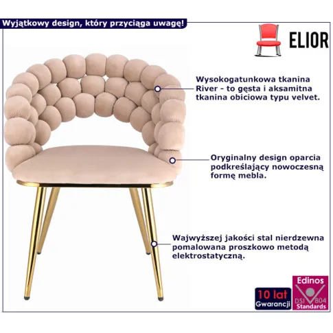 Tapicerowane krzesło Brevios kolor beżowy
