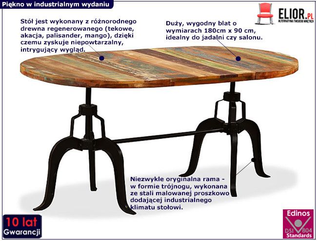 Stół Cody 2C - infografika