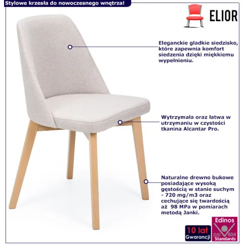 Fotografia Jasnobeżowe krzesło tapicerowane nowoczesne - Fima 8X z kategorii Krzesła