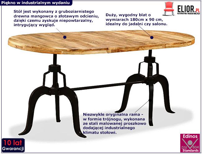 Stół Cody 3C - infografika