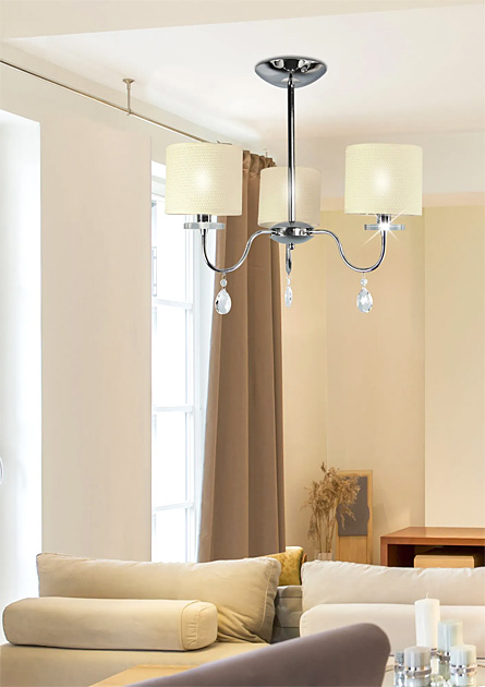 Kremowa lampa wisząca z trzema abażurami D227-Maveso