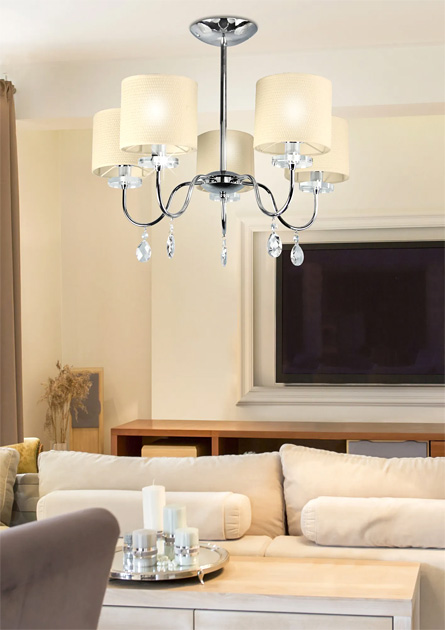 Kremowa lampa wisząca z trzema abażurami D229-Maveso