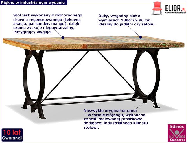 Stół Tanas 2F - infografika