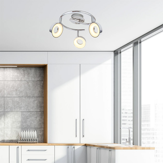 Srebrna podwójna lampa sufitowa D234-Ladam