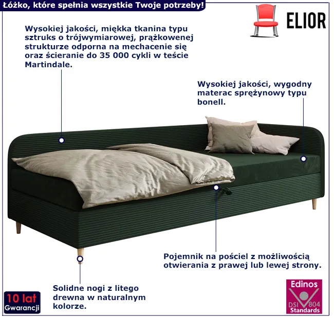 Zielone łóżko Eliza 4X