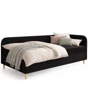 Czarne prawostronne łóżko z materacem i pojemnikiem na pościel 100x200 - Eliza 5X w sklepie Edinos.pl