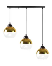 Nowoczesna potrójna lampa wisząca ze złotymi kloszami - D238-Gris w sklepie Edinos.pl