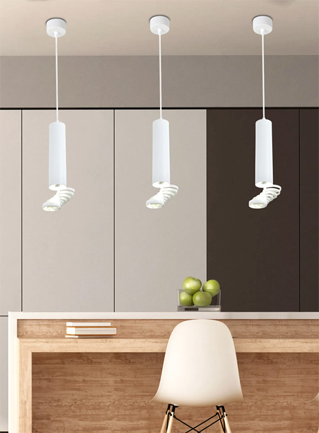 Biała lampa wisząca tuba D240-Senja