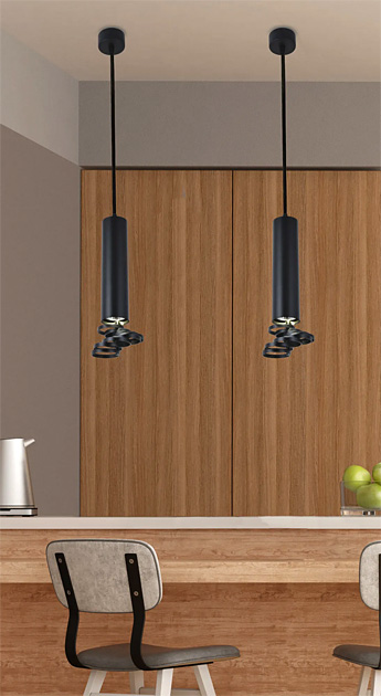 Czarna lampa wisząca tuba D240-Senja