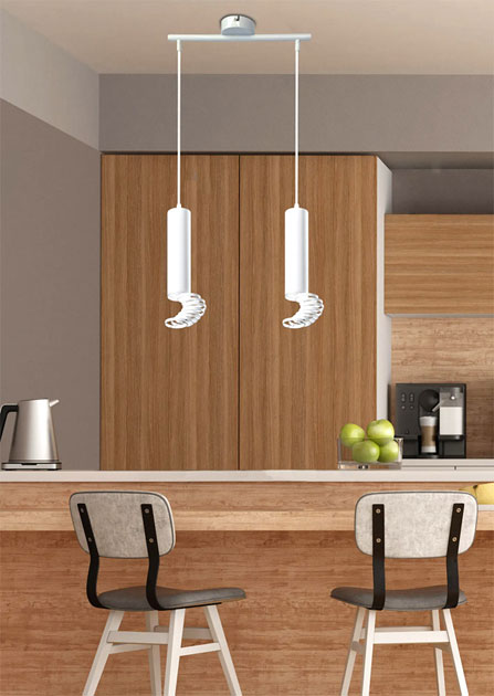 Biała lampa wisząca tuba D240-Exin