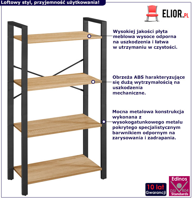 Nowoczesny niski regał drewno metal Arwen 7X