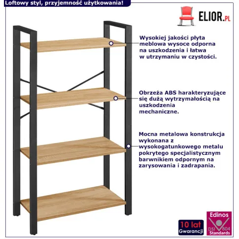 Loftowy regał drewno metal do salonu Jorkis 7X