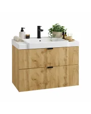 Szafka łazienkowa z 2 szufladami złoty dąb 60cm - Olia 10X w sklepie Edinos.pl