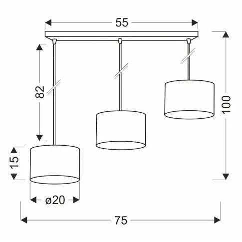 Wymiary lampy wiszącej D255-Gronis