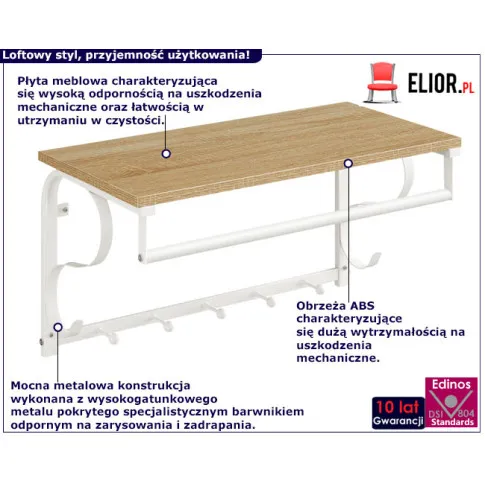 wieszak scienny z polka do korytarza jorkis 12x