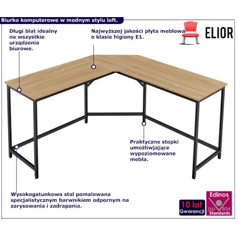 Biurko pod komputer Fios dąb sonoma