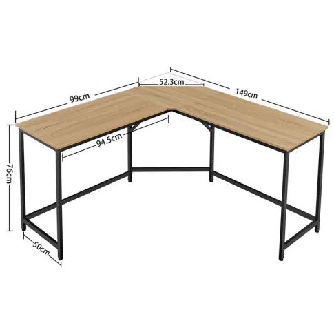 Wymiary narożnego biurka loft Fios dąb sonoma