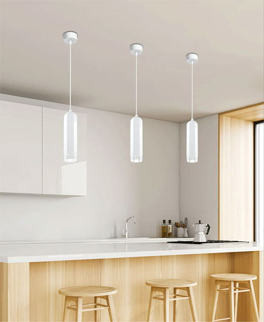 Biała lampa wisząca D258-Zebrix