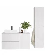 Biały komplet podwieszanych mebli łazienkowych - Tiris 13X w sklepie Edinos.pl