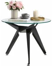 Szklany czarny stół ze stalową ramą - Aleks w sklepie Edinos.pl