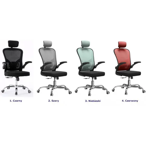 Szczegółowe zdjęcie nr 4 produktu Czarny ergonomiczny fotel biurowy z zagłówkiem - Meir