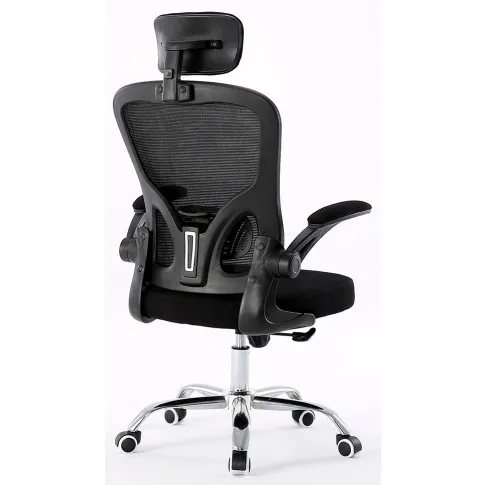 Szczegółowe zdjęcie nr 6 produktu Czarny ergonomiczny fotel biurowy z zagłówkiem - Meir