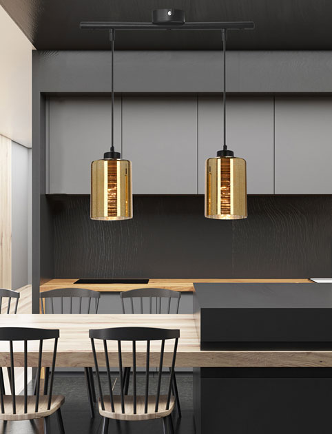 Złota lampa wisząca D265-Zifrel
