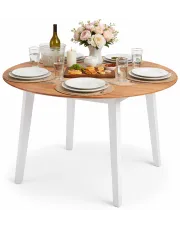 Okrągły stół składany Olesi - biały + brąz w sklepie Edinos.pl