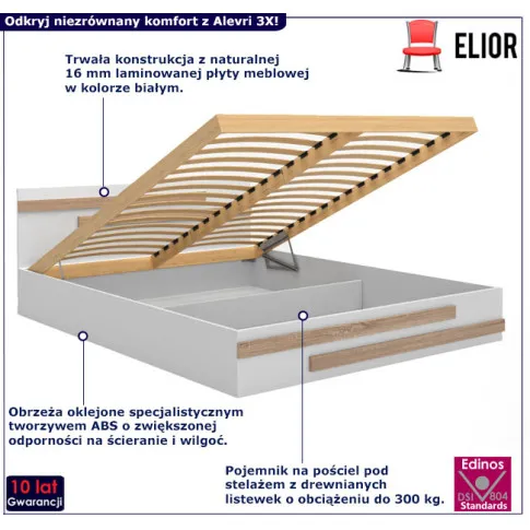 Białe łóżko z pojemnikiem na pościel Alevri 3X 120x200