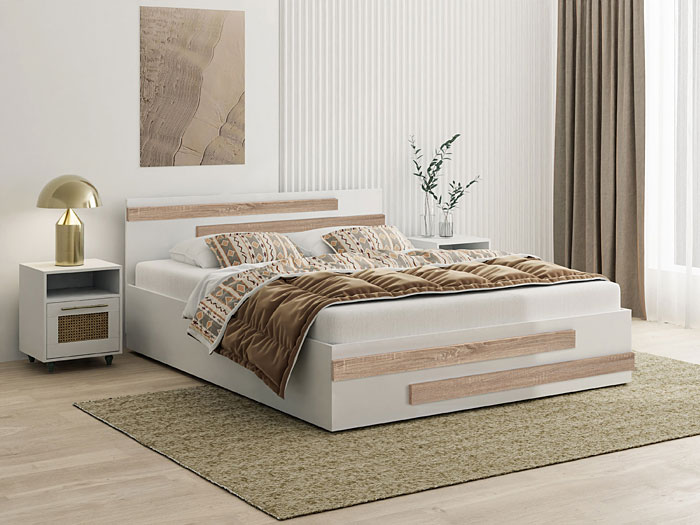 Wizualizacja białego łóżka Resso 3X