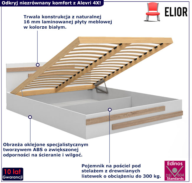 Łóżko 140x200 Zafira 4X biały