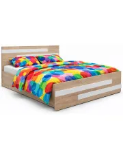 Łóżko z pojemnikiem na pościel dąb sonoma 140x200 cm - Resso 4X w sklepie Edinos.pl