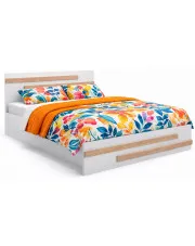 Podwójne białe łóżko z materacem i pojemnikiem 160x200 cm - Resso 5X w sklepie Edinos.pl