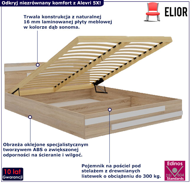Łóżko 160x200 Alevri 5X dąb sonoma