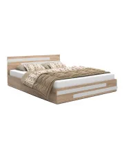 Dwuosobowe łóżko z materacem dąb sonoma 160x200 cm - Alevri 5X w sklepie Edinos.pl