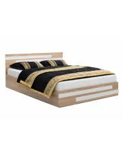 Dwuosobowe łóżko z zagłówkiem z materacem dąb sonoma 160x200 cm - Resso 5X w sklepie Edinos.pl