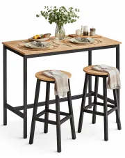 Loftowy stół do pokoju dziennego barowy do kuchni z 2 stołkami dąb sonoma - Vega 4X w sklepie Edinos.pl