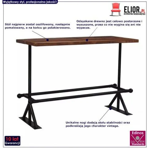 Fotografia Stolik barowy vintage Erta 4X – ciemnobrązowy z kategorii Stoły