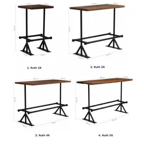 Szczegółowe zdjęcie nr 4 produktu Stolik z drewna odzyskanego Erta 5X – ciemnobrązowy