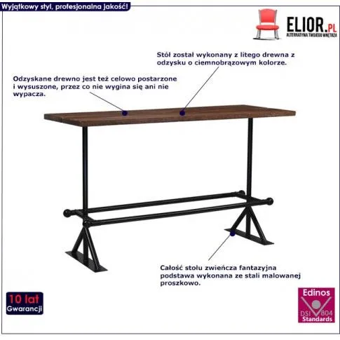 Fotografia Stolik z drewna odzyskanego Erta 5X – ciemnobrązowy z kategorii Stoły