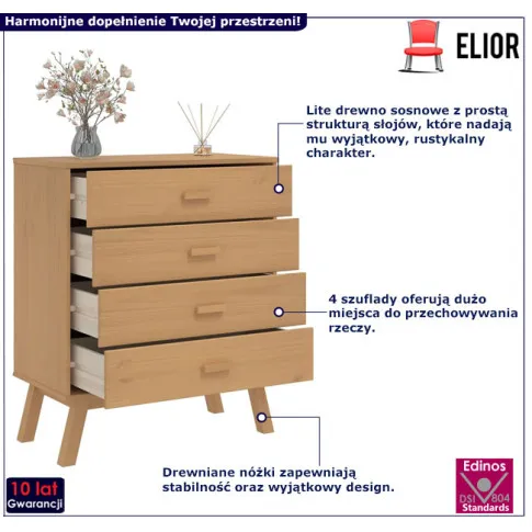 Sosnowa komoda do salonu Hulgos 3X
