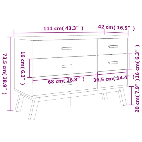 Wymiary komody Hulgos 4X