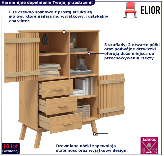 Brązowa komoda Andora 5X