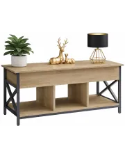 Loftowa ława kawowa ze schowkiem pod blatem dąb sonoma - Pliso w sklepie Edinos.pl