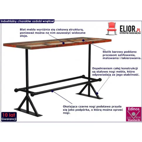 Industrialny drewniany stolik barowy Sidden 5X