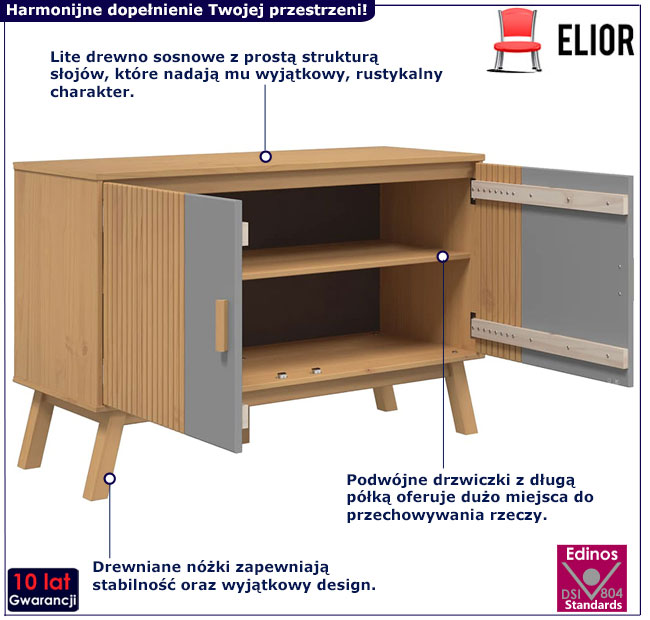 Komoda Krebri 8X brązowy+szary