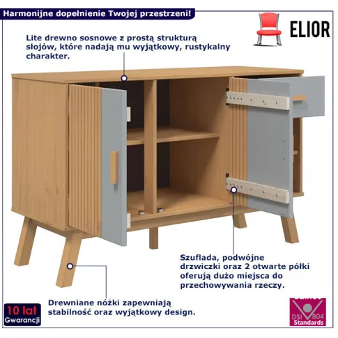 Komoda z szufladą Hulgos 7X kolor brązowy+szary